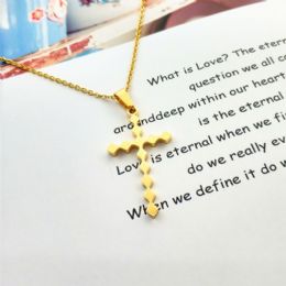 48 Units of Stainless Steel Christian Cross Necklace Gold - Jewelry & Accessories