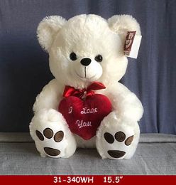 18 Units of Soft Sitting White Bear With Love You Heart - Plush Toys