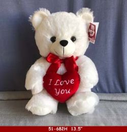 25 Wholesale Soft White Plush With Love Heart