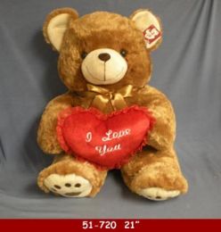 8 Units of Big Brown Bear With Heart - Plush Toys