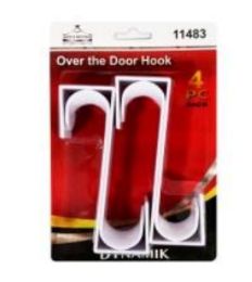 144 Pieces 4 Pc Over The Door Hook - Clamps