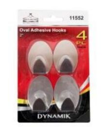 72 Wholesale 4 Pc Oval Adhesive Hooks