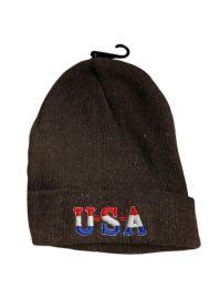 24 Wholesale Usa Beanie Patriotic Embroidery