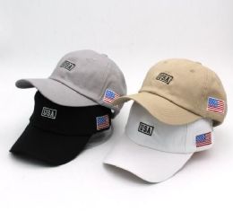 24 Bulk Usa Embroidered Hat With Flag Wholesale Color Tan