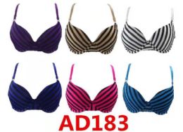 120 of Fashion Padded Bras Packed Assorted Colors With Adjustable Straps Size 32 B To 42 B