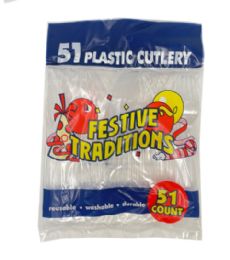 108 Wholesale 51 Piecec Clear Plastic Cutlery