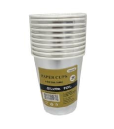 72 Pieces 10 Pack Paper Cup 9 Ounce Silver - Party Paper Goods