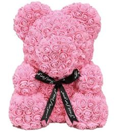 6 Units of 14 Inch Rose Bear Pink - Artificial Flowers