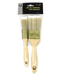 48 Wholesale 2 Piece 1 And 2 Inch Paint Brush Wood Handle