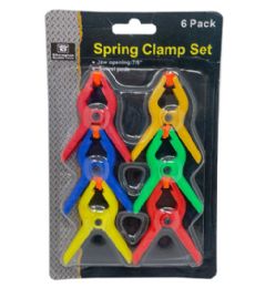 48 Wholesale 6 Piece Mini Plastic Spring Clamp Assorted Color