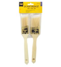 72 Units of 2 Piece Paint Brush Set 1.5 Inch And 2 Inch With Wood Handle - Paint and Supplies