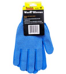 144 Wholesale Gloves Pvc Dotted Palm Blue Medium