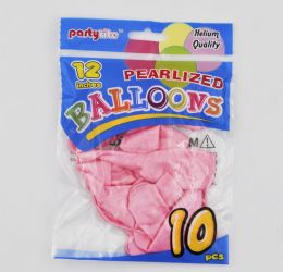 144 Pieces 12" Helium Pearlized Balloon - Pure Pink - Balloons & Balloon Holder