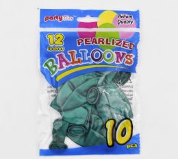 144 Pieces 12" Helium Pearlized Balloon - Green - Balloons & Balloon Holder