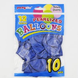144 Pieces 12" Helium Pearlized Balloon - Navy Blue - Balloons & Balloon Holder