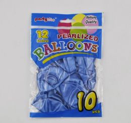 144 Pieces 12" Helium Pearlized Balloon - Lite Blue - Balloons & Balloon Holder