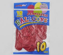 144 Wholesale 12" Helium Pearlized Balloon - Red