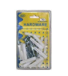 72 Units of 30 Piece 8mm Hooks With Anchors - Hardware Products