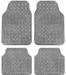 6 Pieces 4 Piece Metallic Design Floor Mat Charcoal - Auto Sunshades and Mats