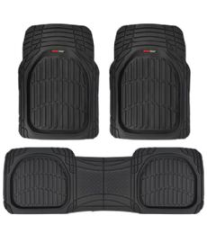 4 Pieces Motor Trend 3 Piece Hd Rubber Floor Black - Auto Sunshades and Mats