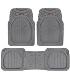 4 Pieces Motor Trend 3 Piece Hd Rubber Floor Grey - Auto Sunshades and Mats