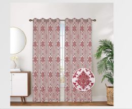 12 Pieces Curtain Panel Grommet Color Burgundy - Window Curtains