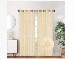 12 Pieces Curtain Panel Grommet Color Yellow - Window Curtains
