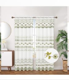 12 Pieces Curtain Panel Grommet Color Green - Window Curtains