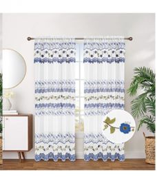 12 Pieces Curtain Panel Grommet Color Blue - Window Curtains