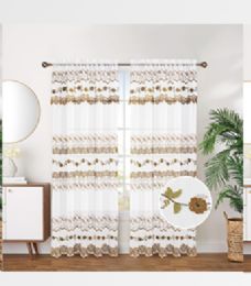 12 Pieces Curtain Panel Grommet Color Brown - Window Curtains