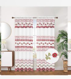 12 Pieces Curtain Panel Grommet Color Red - Window Curtains