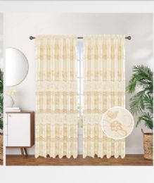 12 Pieces Curtain Panel Rod Pocket Color Yellow - Window Curtains