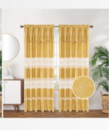 12 Pieces Curtain Panel Rod Pocket Color Gold - Window Curtains