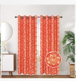 12 Pieces Curtain Panel Grommet Color Orange - Window Curtains