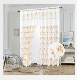 12 Pieces Curtain Panel Rodpocket Color Gold - Window Curtains
