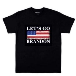 12 Units of Black Tee Shirts Let's Go Brandon Assorted Size - Mens T-Shirts