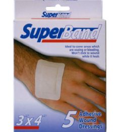 72 Pieces 5 Piece 3x4 Adhesive Wound Dressings - Bandages and Support Wraps