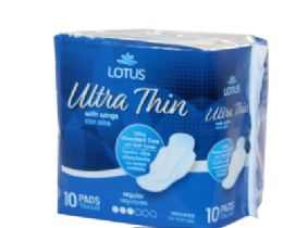 48 Pieces Lotus Maxi Pads 10 Count Maxi Ultra Thin Regular With Wings - Personal Care Items