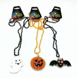48 Wholesale Flashing Halloween Necklace