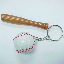 48 Wholesale Baseball Bat & Ball Keychain