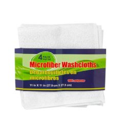 72 Pieces 4 Piece Wash Cloths White Microfiber - Bath Towels