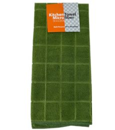 72 Units of Towel Microfiber 15x25 Inch Dark Green - Kitchen Towels