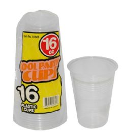 96 Units of 16 Piece 16oz Clear Cups - Disposable Cups