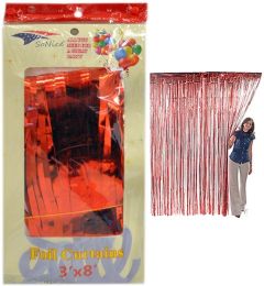 36 Bulk Red 3x8 Inch Metallic Foil Curtain