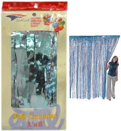 36 Pieces Light Blue 3x8 Inch Metallic Foil Curtain - Party Center Pieces