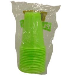96 Units of 16 Piece Neon Green 16oz Plastic Cup - Disposable Cups