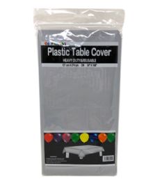 96 Pieces Table Cover Silver 54x108 - Table Cloth