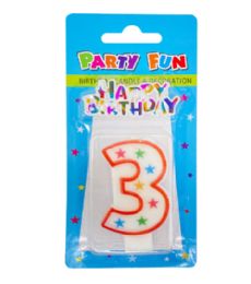 96 Bulk Number 3 Candle With Birthday Decoration