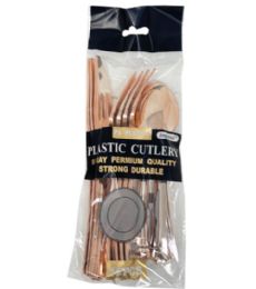 96 Pieces Cutlery Combo 12 Pack Rose Gold - Party Paper Goods