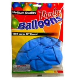96 Pieces 10 Piece Light Blue Balloons Standard - Balloons & Balloon Holder